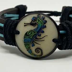 VEGAN Leather Tagua Nut SEA HORSE Bracelet